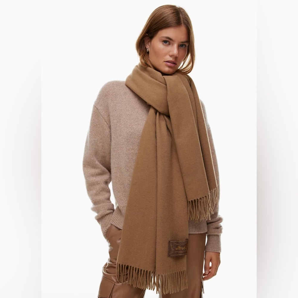 Wilfred Camel Brown Fringe Scarf Wrap